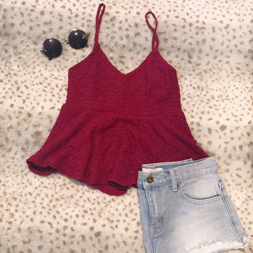 Crochet Babydoll Peplum Tank Top